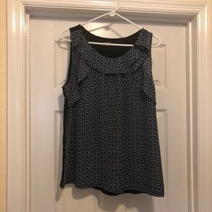 Mixed media flutter top LOFT Outlet blouse